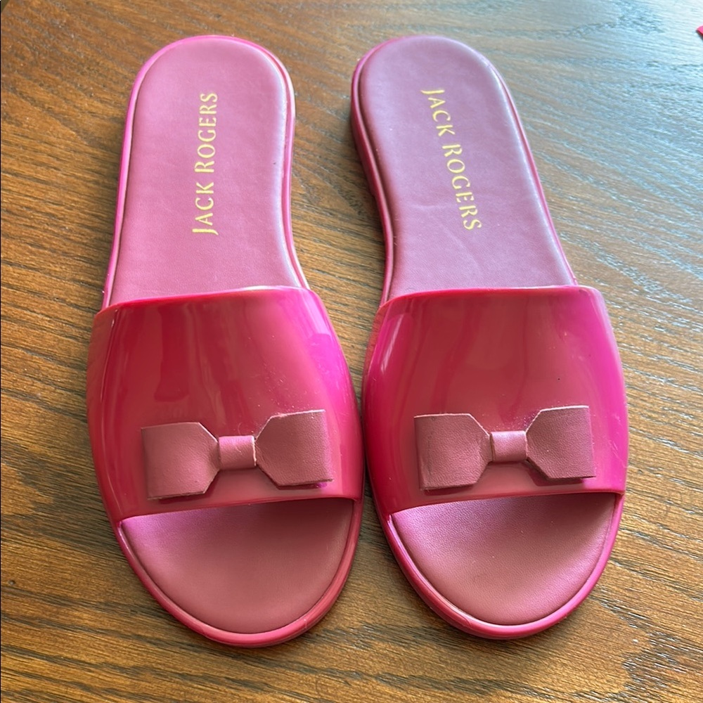 Jack Rogers Pink Bow Slide Sandals